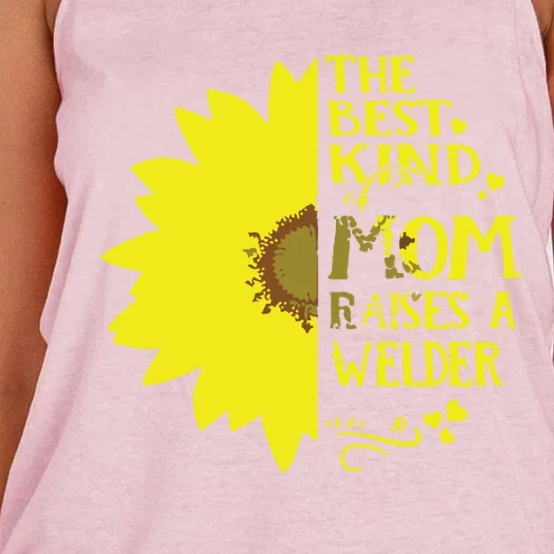 The Best Kind Of Mom Raises A WELDER Mother's Day Women's Knotted Racerback Tank