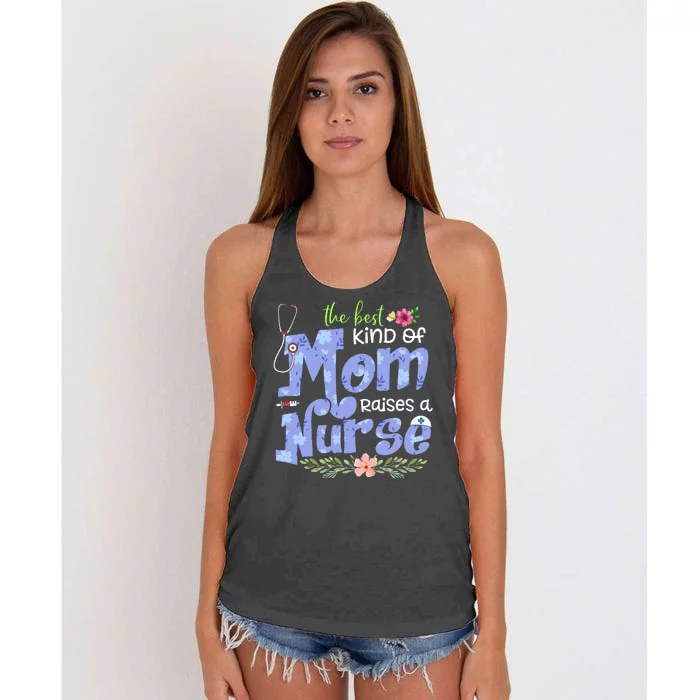 The Best Kind Of Mom Raises A Nurse Flower Mother's Day Women's Knotted Racerback Tank