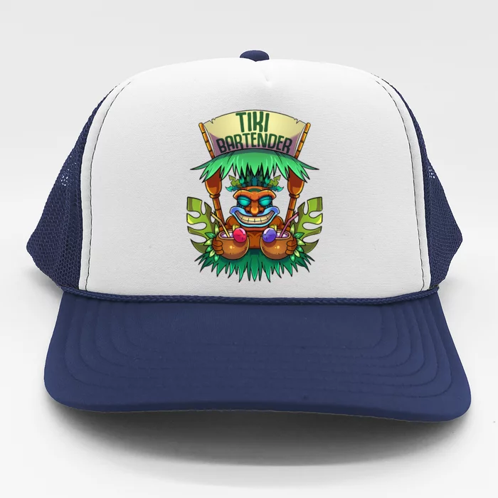 Tiki Bartender Kahuna Tropical Drinks Cocktails Luao Party Trucker Hat