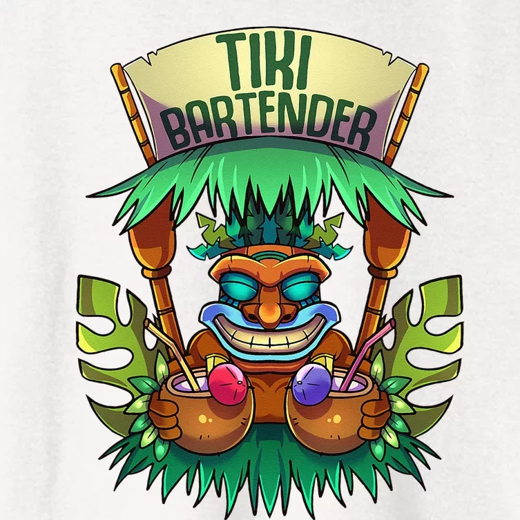 Tiki Bartender Kahuna Tropical Drinks Cocktails Luao Party Women's Crop Top Tee