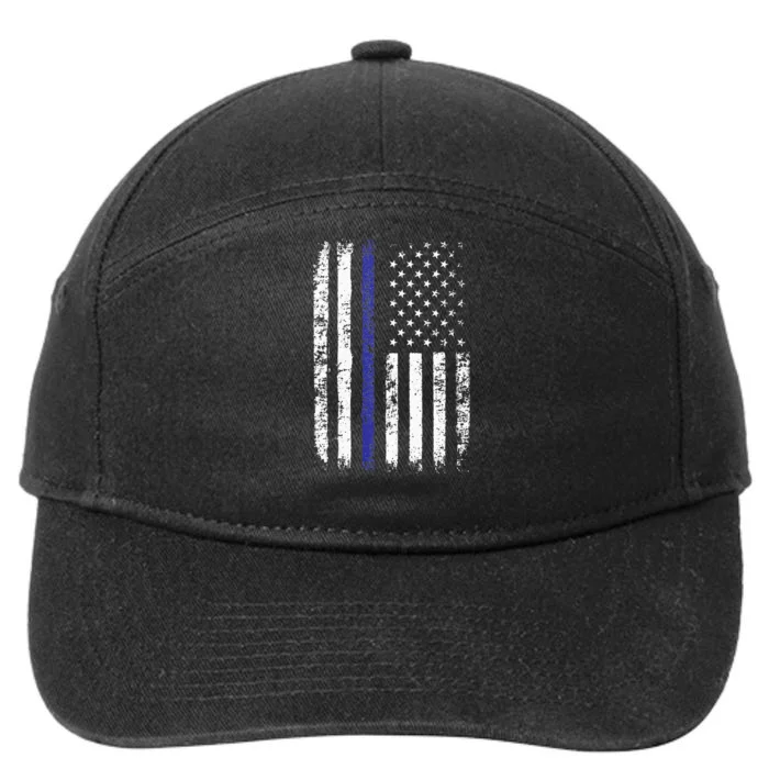 Thin Blue Line American Flag Police Officer Back Dad Gift 7-Panel Snapback Hat