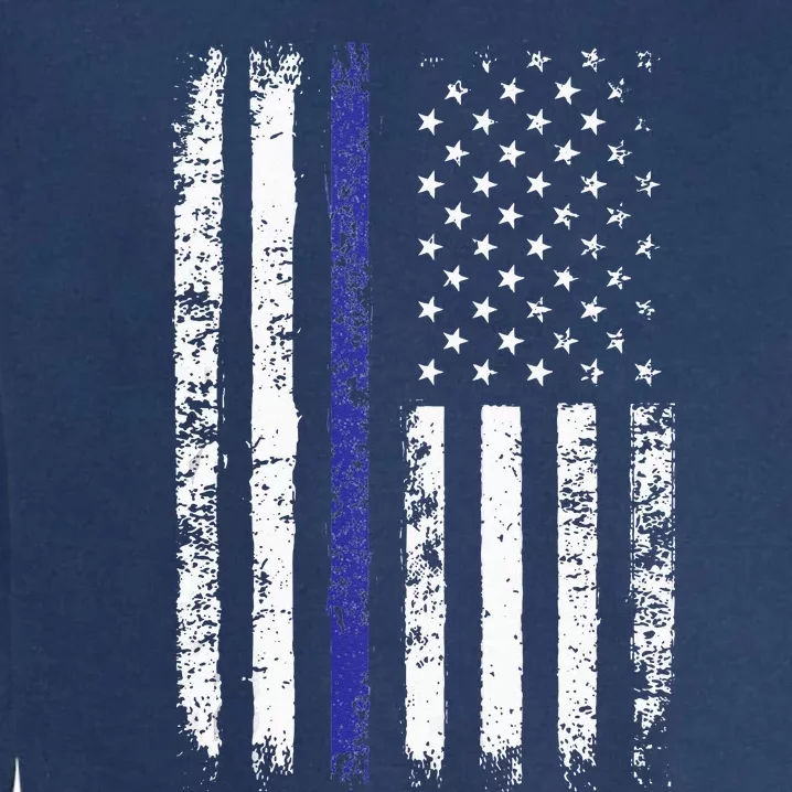 Thin Blue Line American Flag Police Officer Back Dad Gift Garment-Dyed Sweatshirt