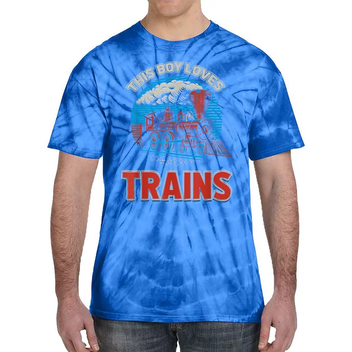 This Boy Loves Trains Locomotives And Wagon! Boys Train Tie-Dye T-Shirt