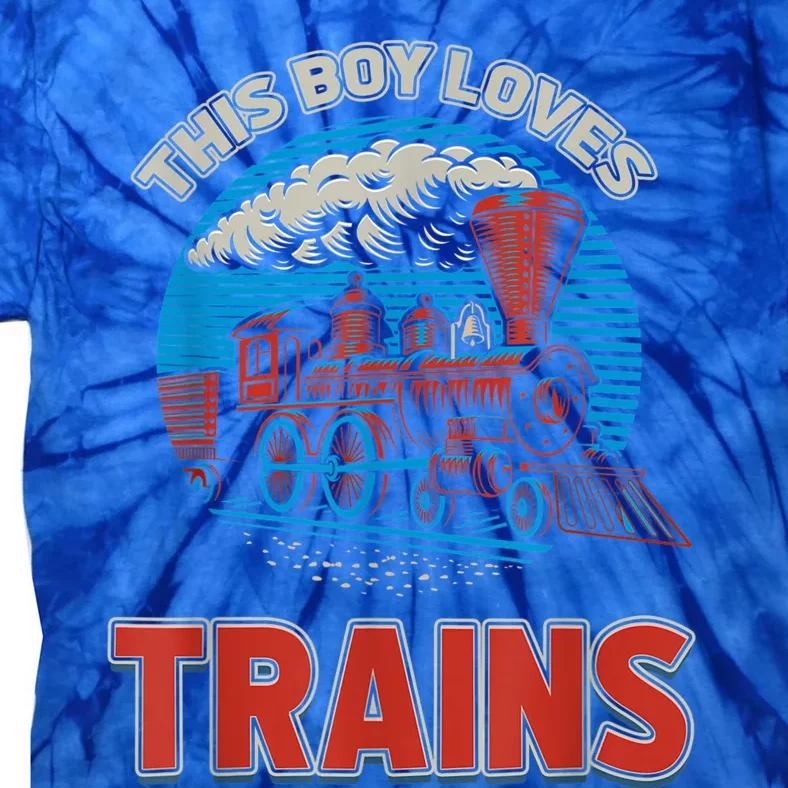 This Boy Loves Trains Locomotives And Wagon! Boys Train Tie-Dye T-Shirt