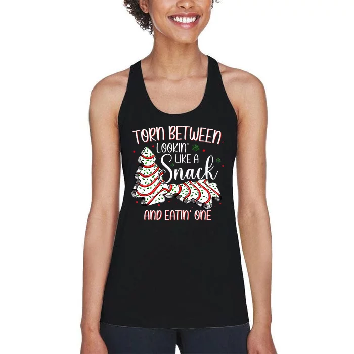 Torn Between Looking Like A Snack Or Eating One Christmas Women's Racerback Tank