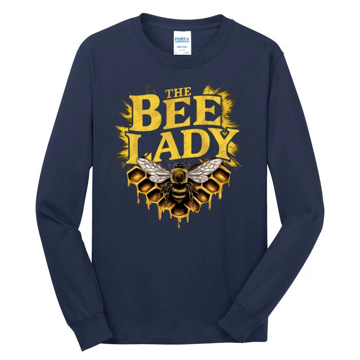 The Bee Lady Beekeeper Apiculture Bee Lovers Bee Keeper Honeybees Beekeeping Tall Long Sleeve T-Shirt