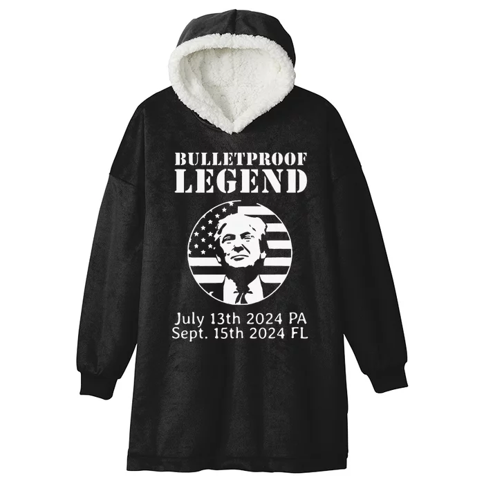 Trump Bulletproof Legend You Missed Again Twice Pa Fl Golf Hooded Wearable Blanket