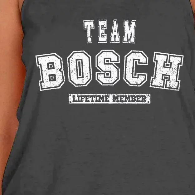 Team Bosch Lifetime Member Family Last Name Women's Knotted Racerback Tank