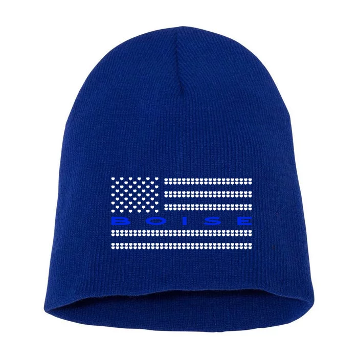 Thin Blue Line Heart Boise Idaho Police Officer Id Cops Gift Short Acrylic Beanie