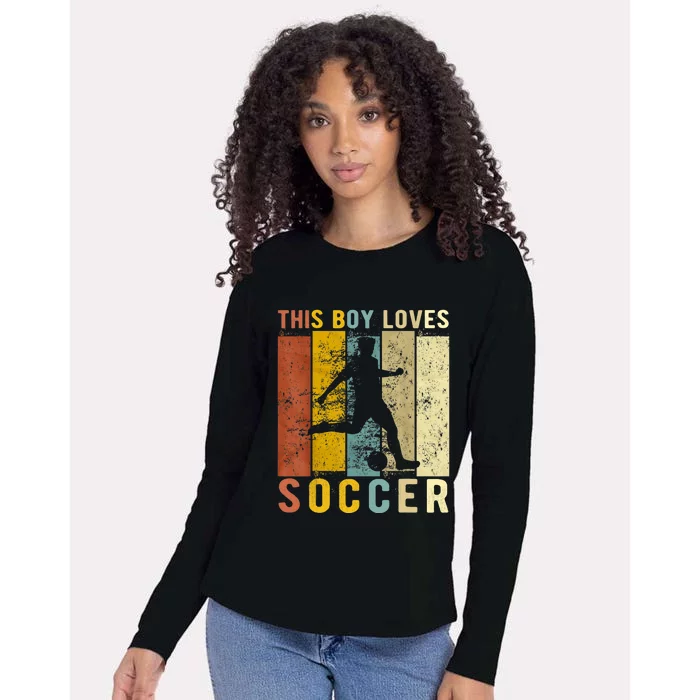 This Boy Loves Soccer Boy Soccer Womens Cotton Relaxed Long Sleeve T-Shirt