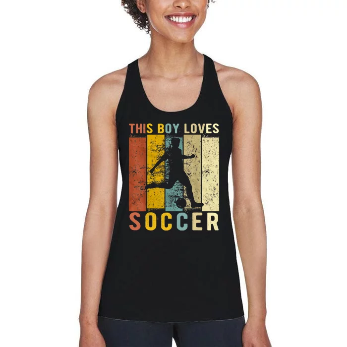 This Boy Loves Soccer Boy Soccer Women's Racerback Tank