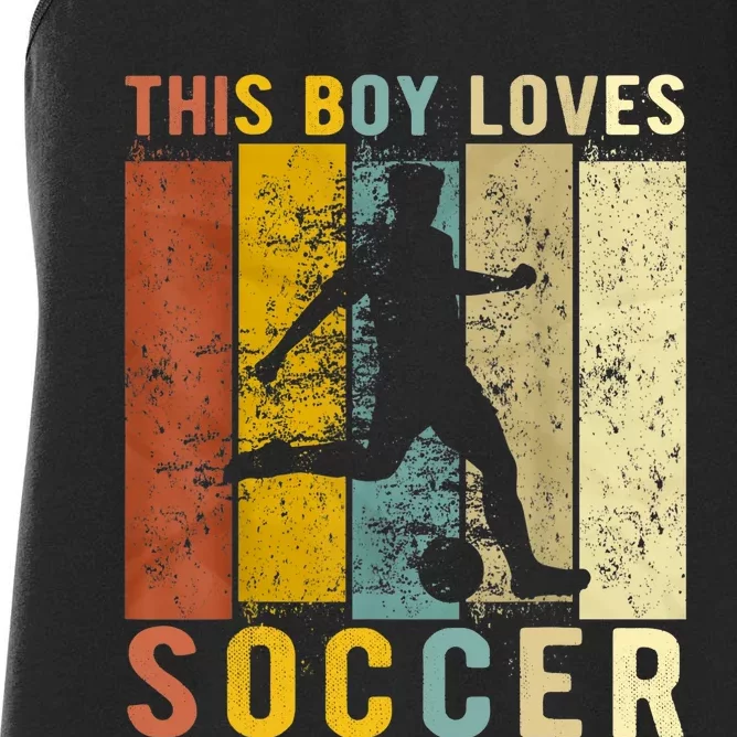 This Boy Loves Soccer Boy Soccer Women's Racerback Tank