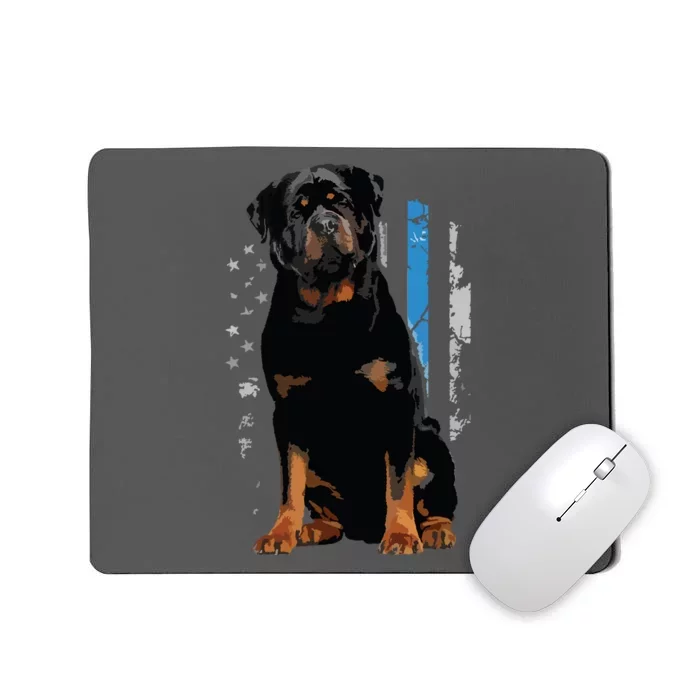 Thin Blue Line American Flag Rottweiler Police Dog Mousepad