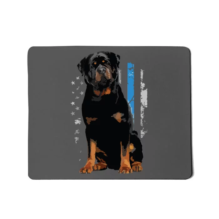 Thin Blue Line American Flag Rottweiler Police Dog Mousepad