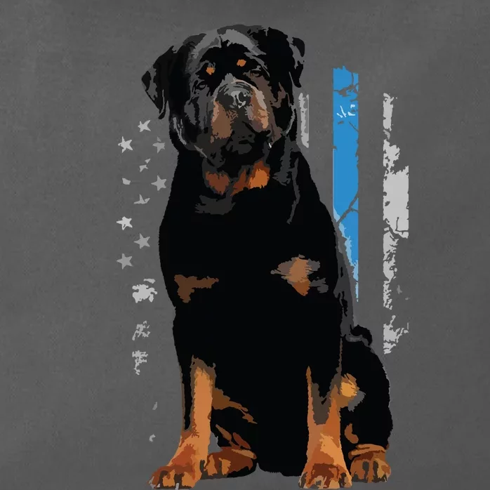 Thin Blue Line American Flag Rottweiler Police Dog Zip Tote Bag