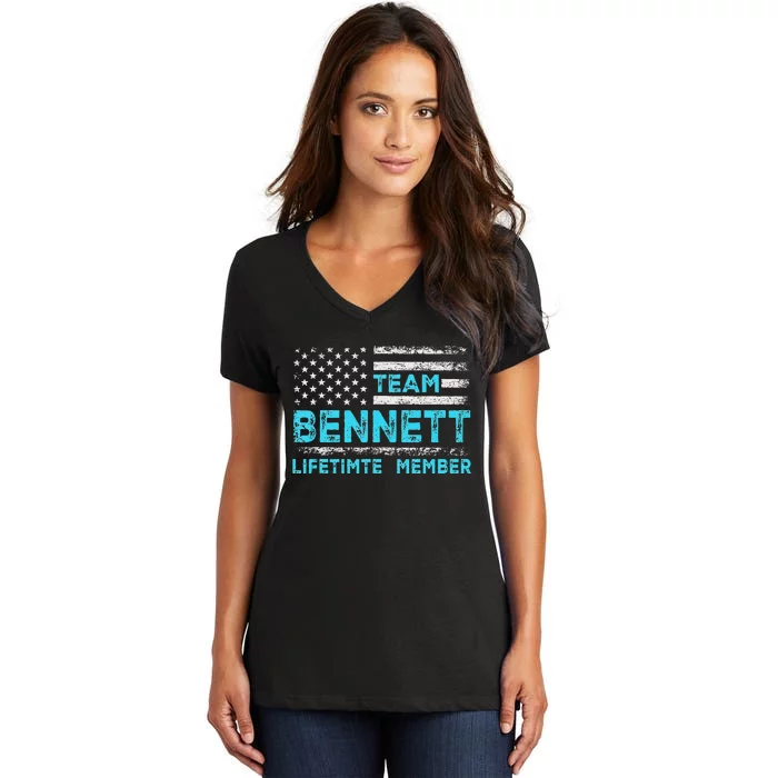 Team Bennett Lifetime Member Design Women's V-Neck T-Shirt