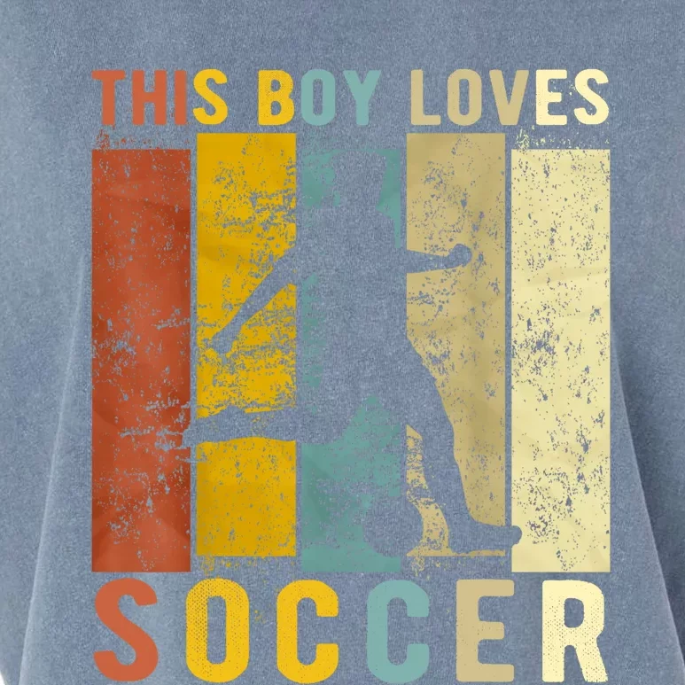 This Boy Loves Soccer Boy Soccer Garment-Dyed Women's Muscle Tee