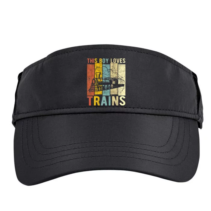 This Boy Loves Trains Gift Train Adult Drive Performance Visor