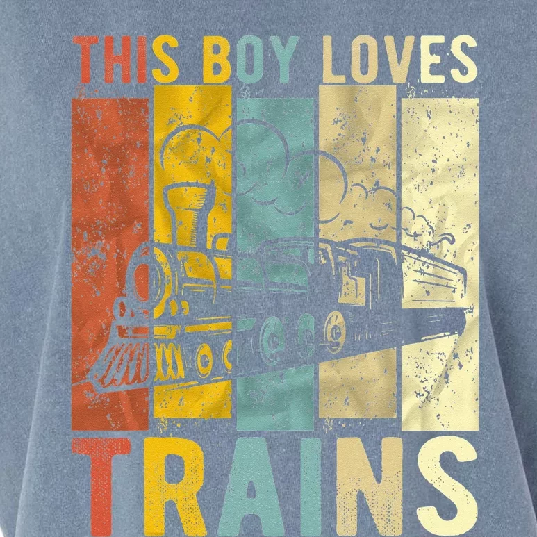 This Boy Loves Trains Gift Train Garment-Dyed Women's Muscle Tee