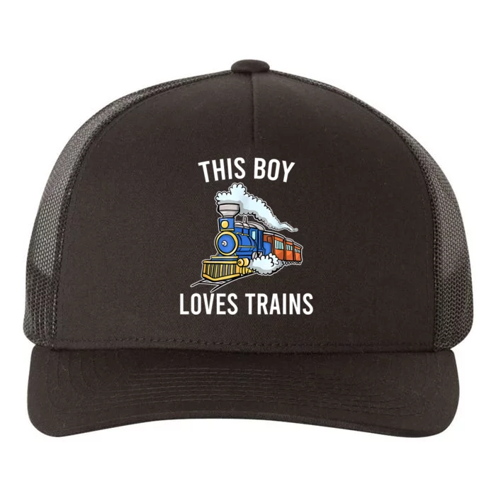 This Boy Loves Trains Gift Train Wagon Lover Gifts Yupoong Adult 5-Panel Trucker Hat