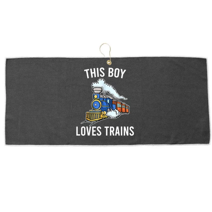 This Boy Loves Trains Gift Train Wagon Lover Gifts Large Microfiber Waffle Golf Towel