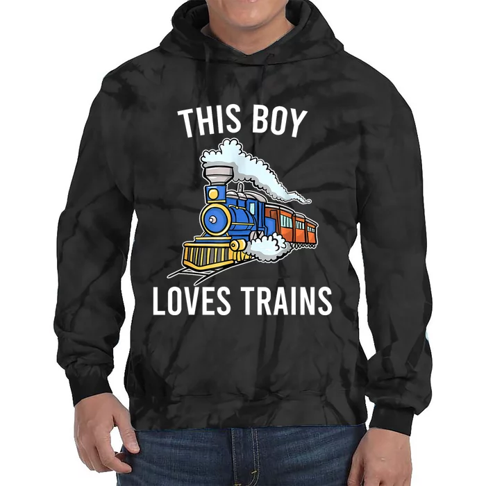 This Boy Loves Trains Gift Train Wagon Lover Gifts Tie Dye Hoodie