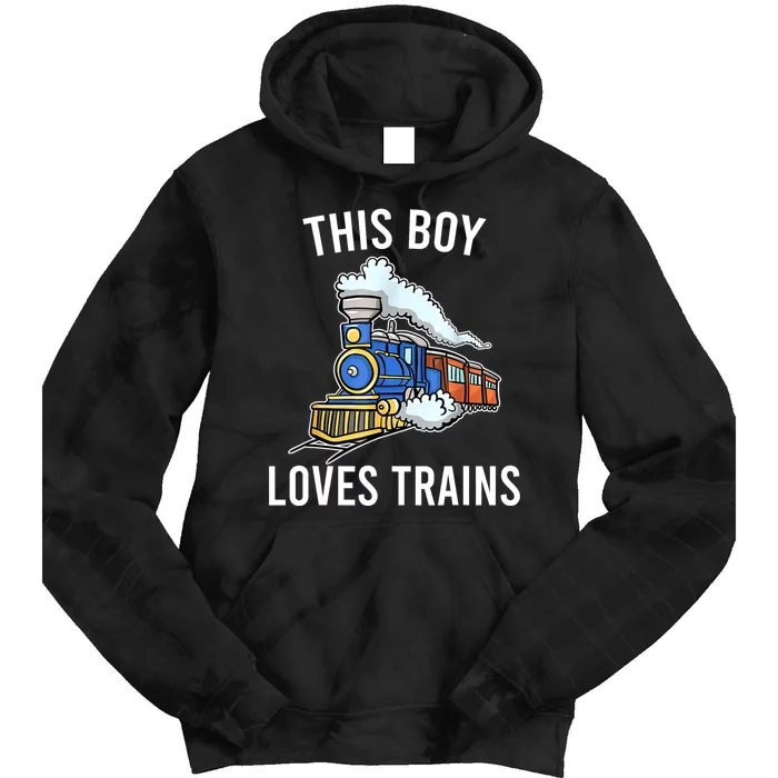 This Boy Loves Trains Gift Train Wagon Lover Gifts Tie Dye Hoodie