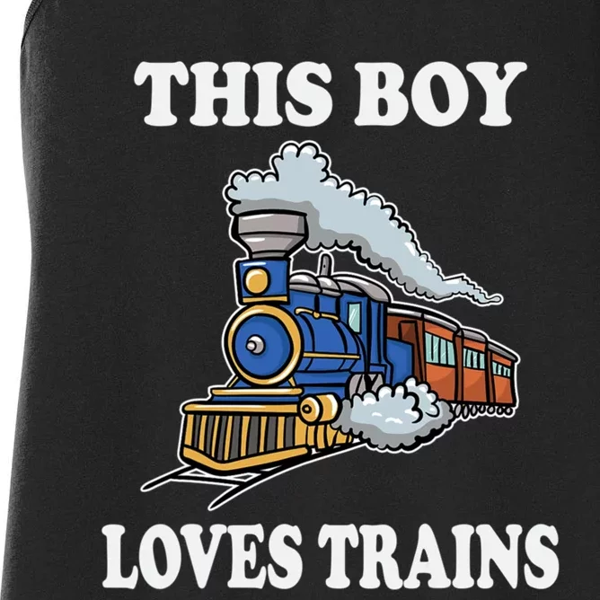 This Boy Loves Trains Train Lovers Gift Women's Racerback Tank