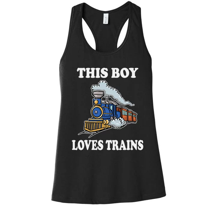 This Boy Loves Trains Train Lovers Gift Women's Racerback Tank