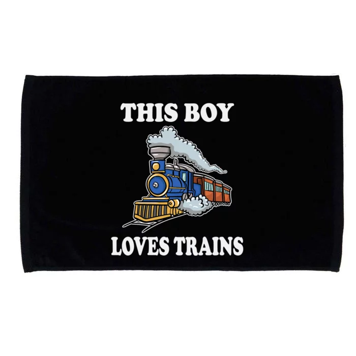 This Boy Loves Trains Train Lovers Gift Microfiber Hand Towel