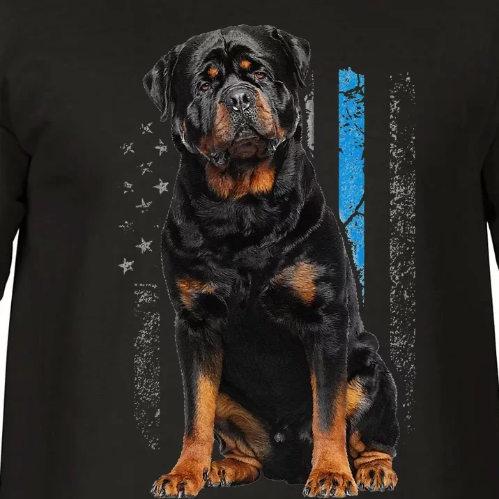 Thin Blue Line American Flag Rottweiler Police Dog Comfort Colors T-Shirt