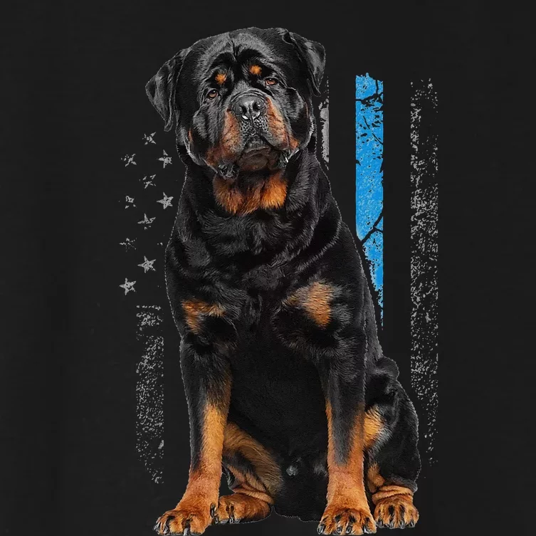 Thin Blue Line American Flag Rottweiler Police Dog Women's Crop Top Tee