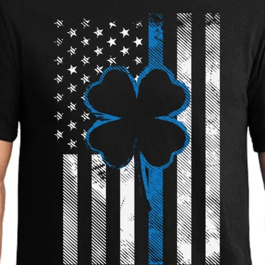 Thin Blue Line Le Cop Police Irish Us Flag St Patricks Day Gift Pajama Set