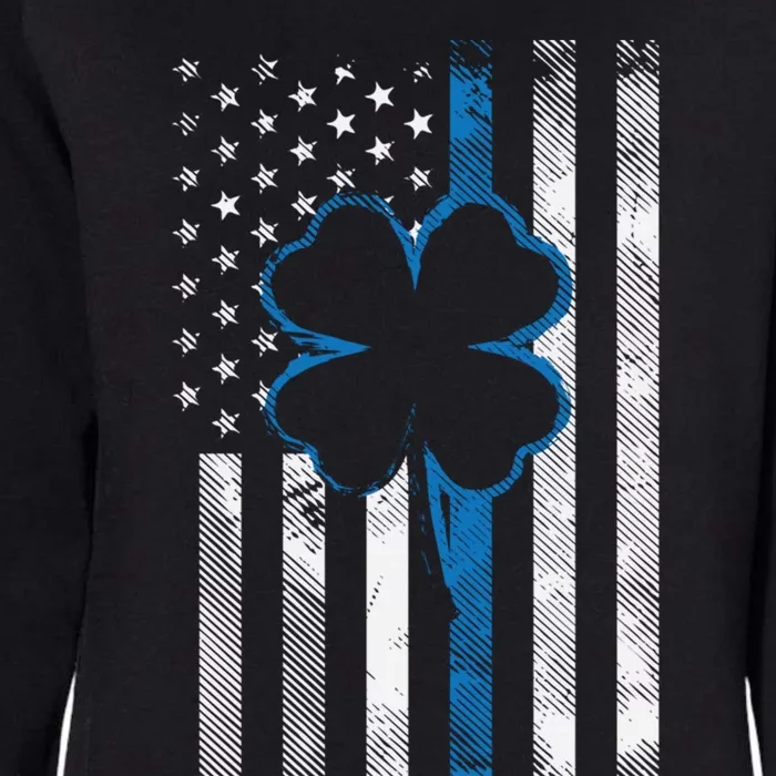 Thin Blue Line Le Cop Police Irish Us Flag St Patricks Day Gift Womens California Wash Sweatshirt