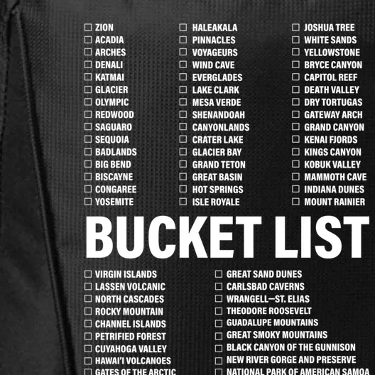 Travel Bucket List Of National Parks Family U S Check List Gift City Backpack