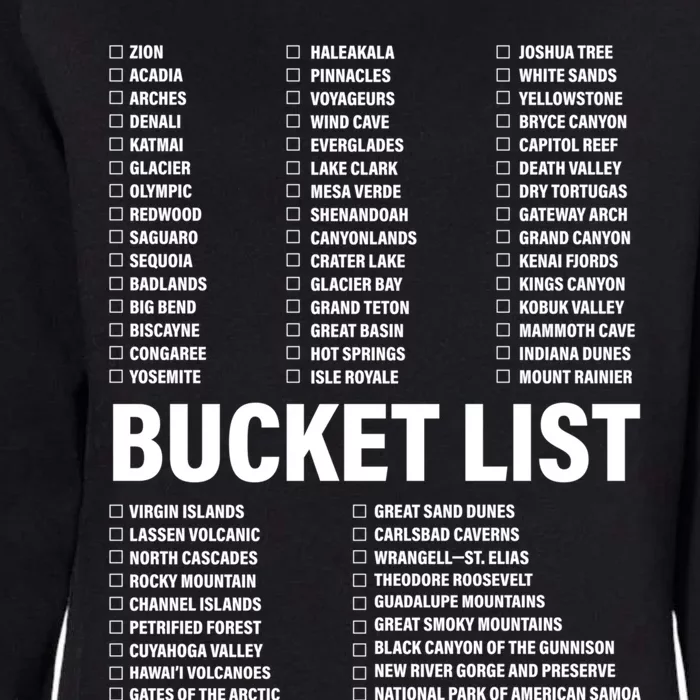 Travel Bucket List Of National Parks Family U S Check List Gift Womens California Wash Sweatshirt