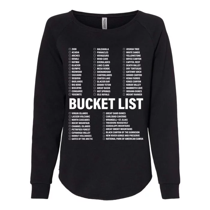 Travel Bucket List Of National Parks Family U S Check List Gift Womens California Wash Sweatshirt