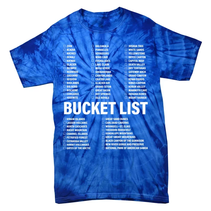 Travel Bucket List Of National Parks Family U S Check List Gift Tie-Dye T-Shirt