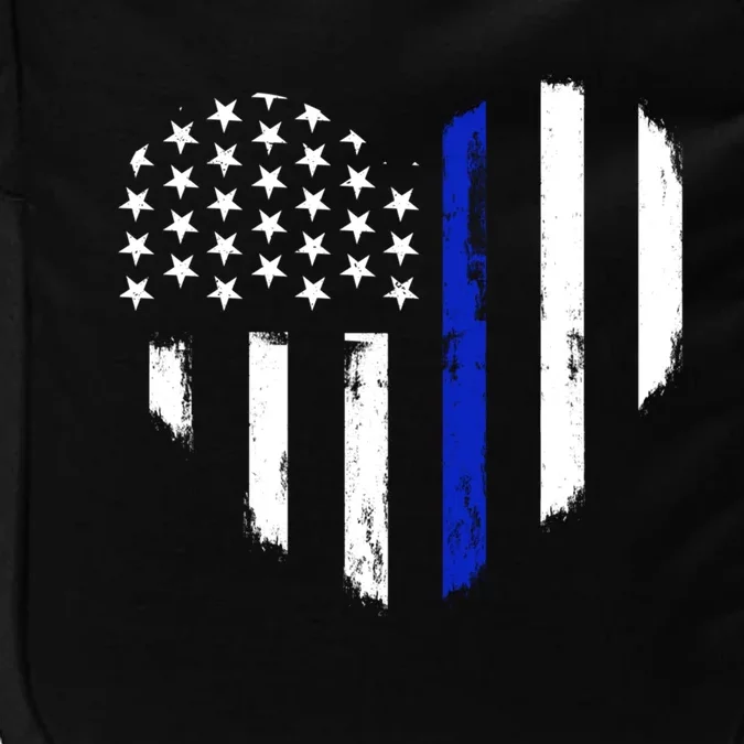 Thin Blue Line Heart Flag Police Officer Support Gift Impact Tech Backpack