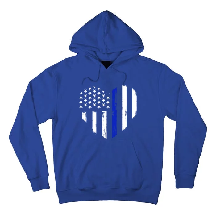 Thin Blue Line Heart Flag Police Officer Support Gift Tall Hoodie