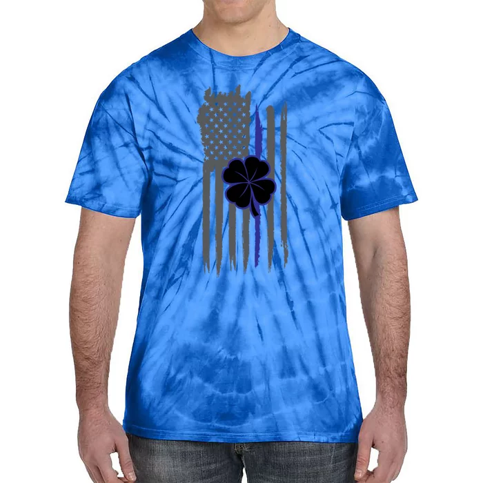 Thin Blue Line Police Irish Us Flag St Patricks Day Gift Tie-Dye T-Shirt