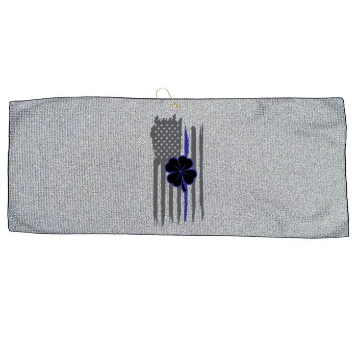 Thin Blue Line Police Irish Us Flag St Patricks Day Gift Large Microfiber Waffle Golf Towel