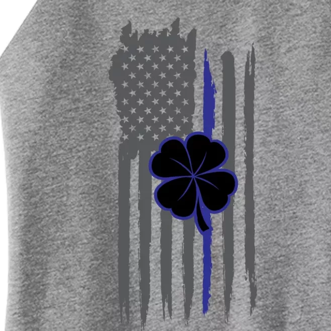 Thin Blue Line Police Irish Us Flag St Patricks Day Gift Women’s Perfect Tri Rocker Tank