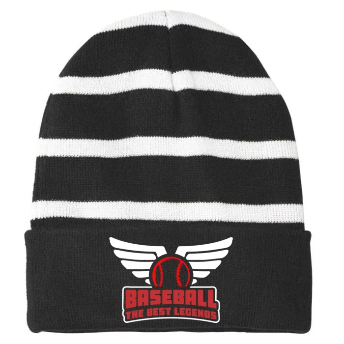 The Best Legends Baseball Striped Beanie with Solid Band