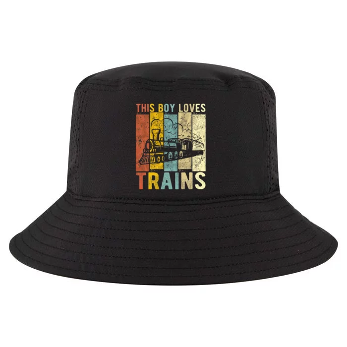 This Boy Loves Trains Gift Train Cool Comfort Performance Bucket Hat