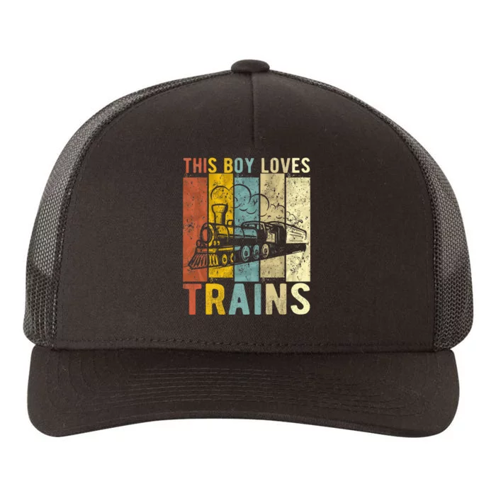 This Boy Loves Trains Gift Train Yupoong Adult 5-Panel Trucker Hat