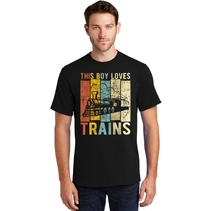 This Boy Loves Trains Gift Train Tall T-Shirt