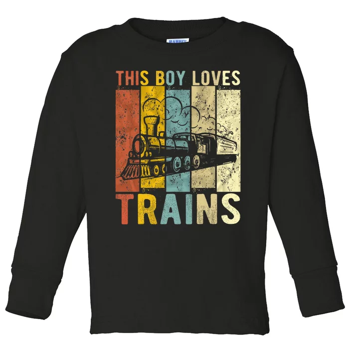 This Boy Loves Trains Gift Train Toddler Long Sleeve Shirt