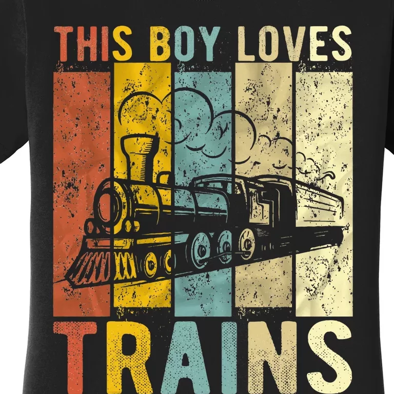 This Boy Loves Trains Gift Train Women's T-Shirt