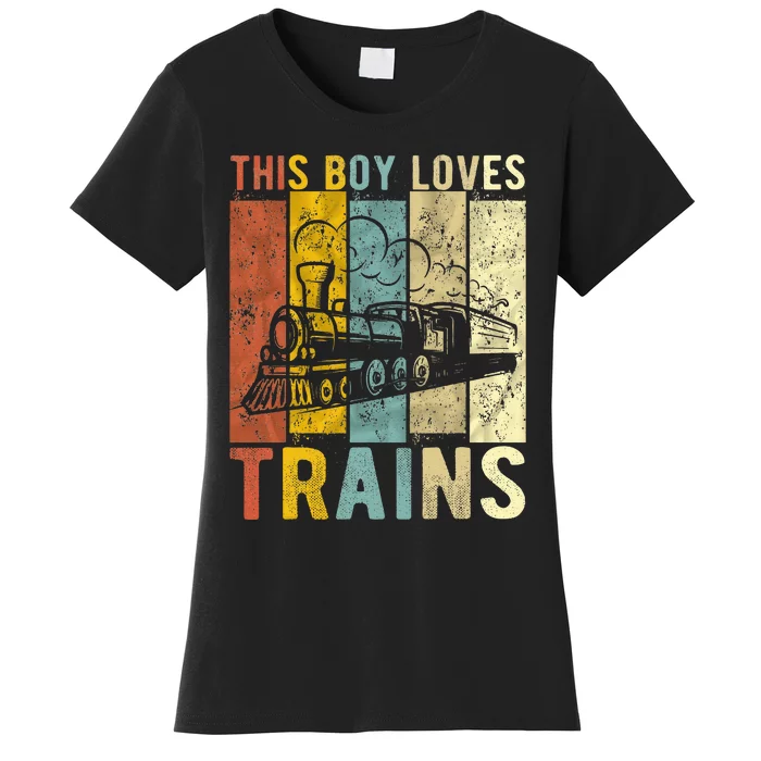 This Boy Loves Trains Gift Train Women's T-Shirt